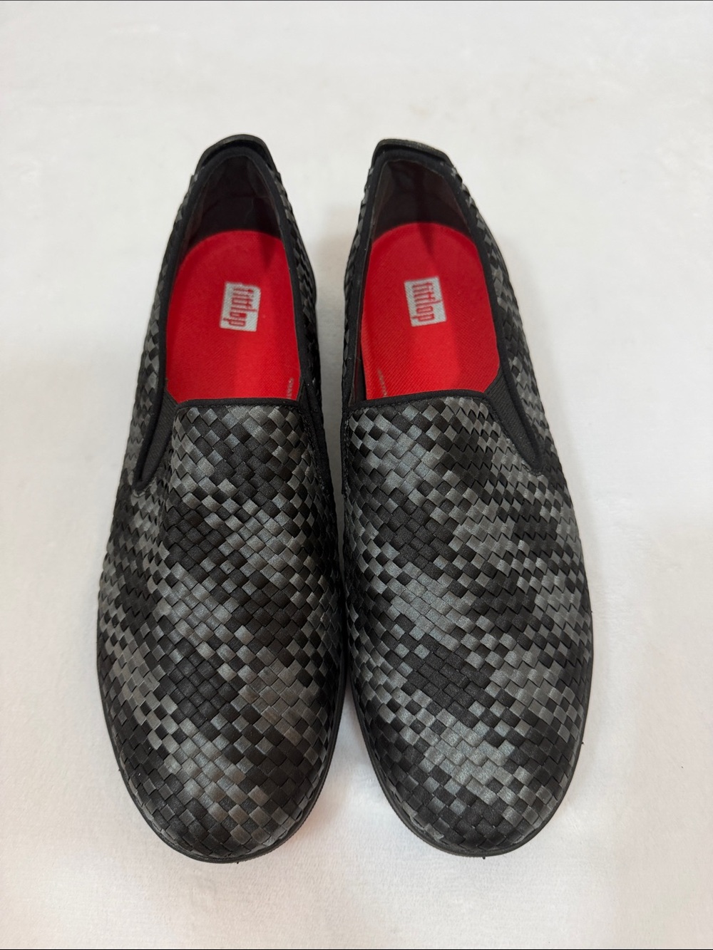 FitFlop Rally Checkered Woven Slip-Ons.